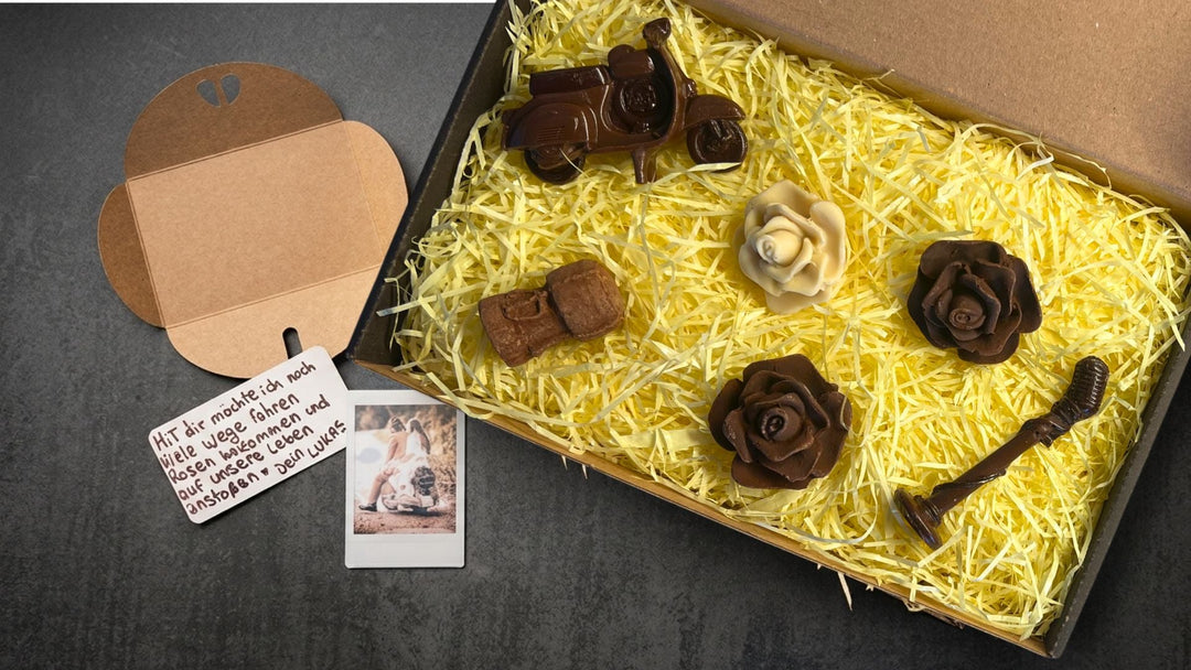 Ein kleines Geschenk aus Schokolade: Danke sagen und Glück wünschen
