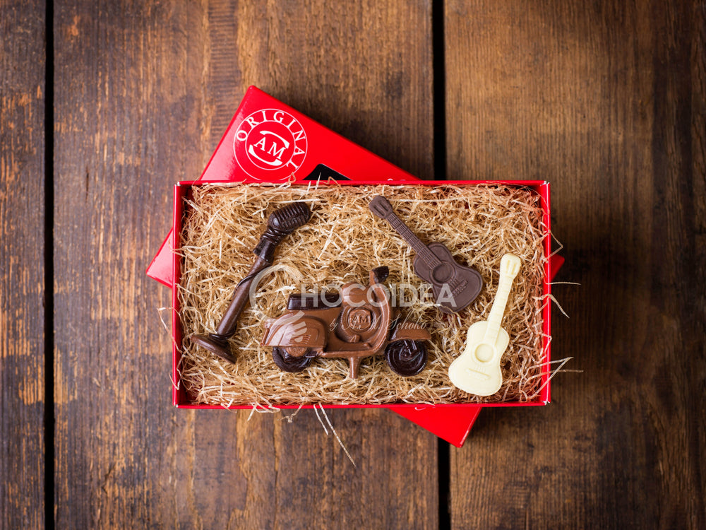 Dolce Vita Set aus Schokolade – Vespa, Gitarre & Mikrofon – originelle Geschenkidee