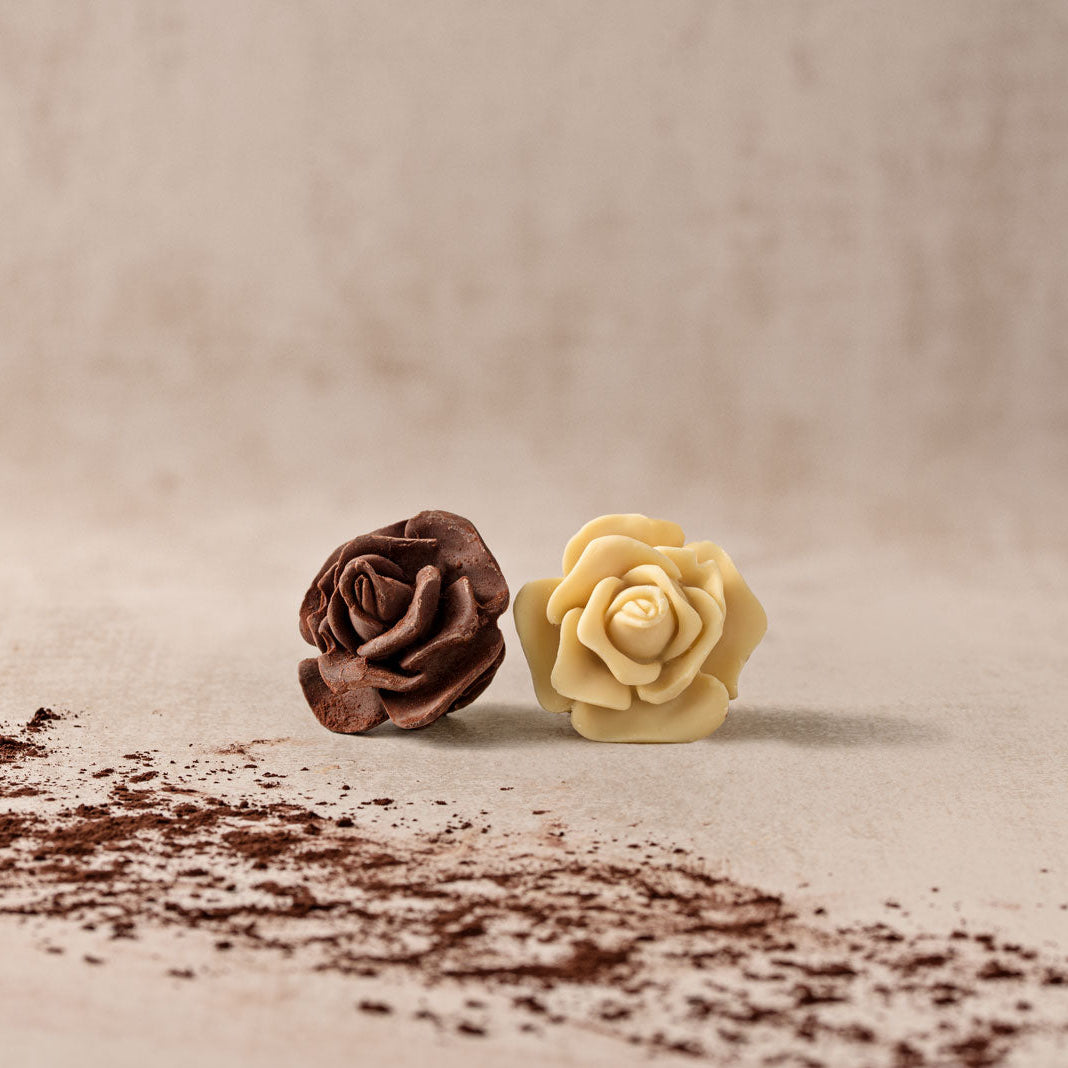 Rose aus zartbitter un d weiße schokolade