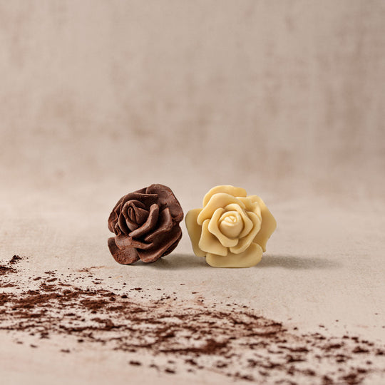 Rose aus zartbitter un d weiße schokolade