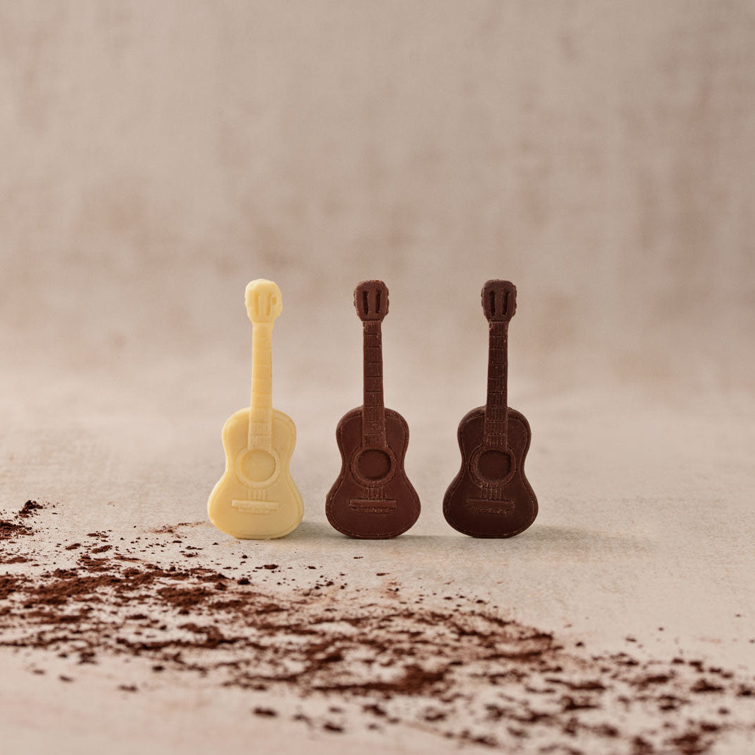 set 3 mini gitarre klassic aus schokolade 